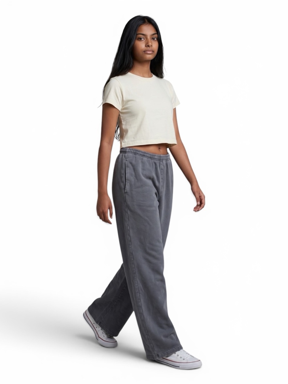 Brandy Melville Wide-Leg Sweatpants in Gray